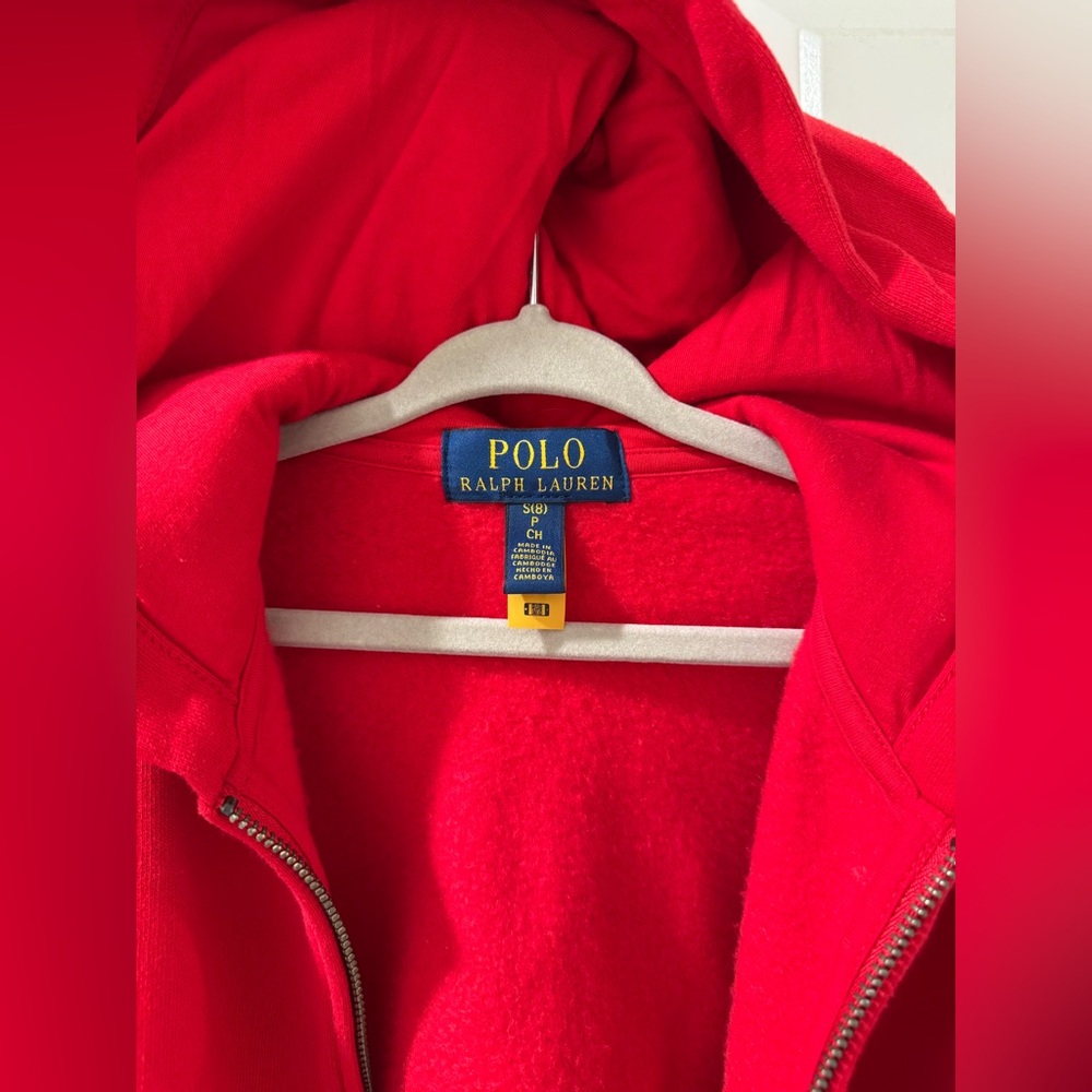 Polo Ralph Lauren Youth Boys Red Hoodie Sweater Full Zip Blue Pony Size S (8) - Picture 5 of 8